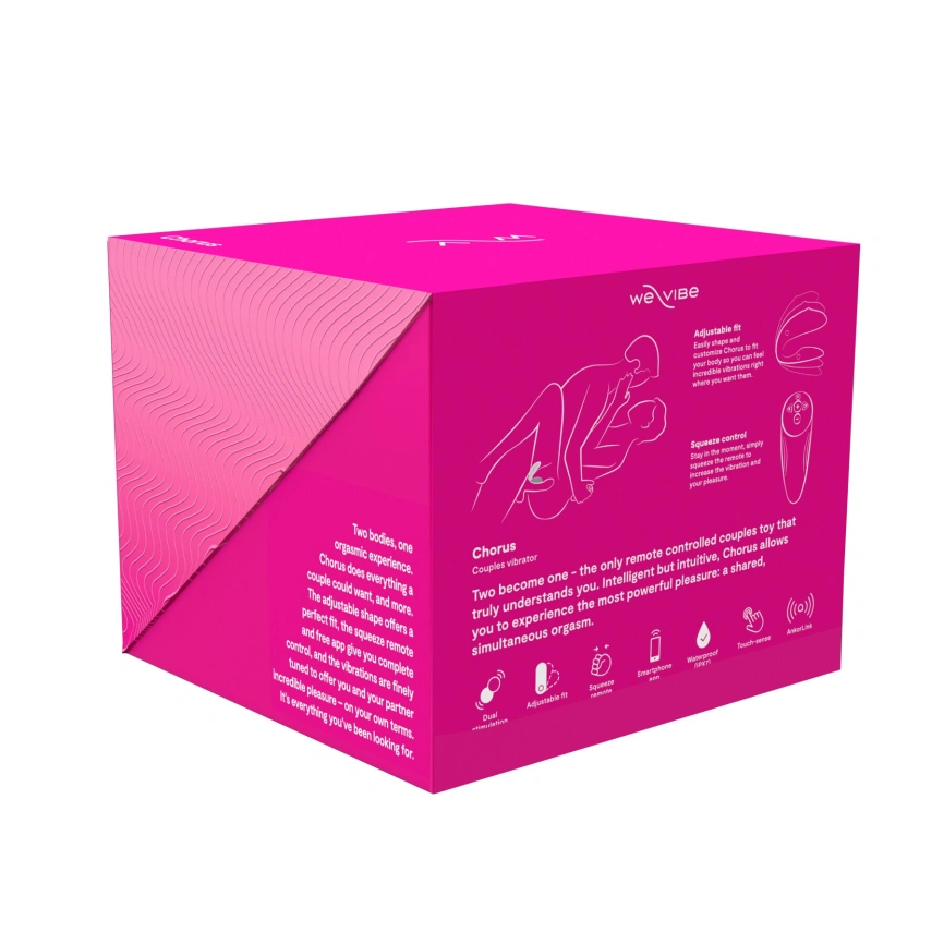Смарт-вибратор для пар We-Vibe Chorus Cosmic Pink, сенсорное управление вибрациями сжатием пульта фото 11