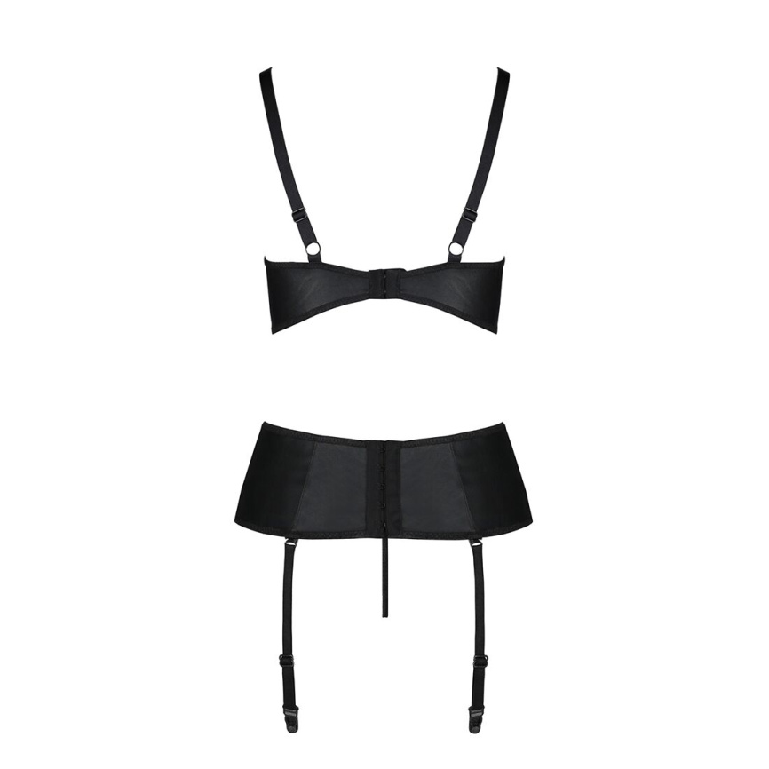 Корсет з відкритими грудьми Passion JANNIES CORSET XXL/XXXL black, стрінги в наборі фото 11