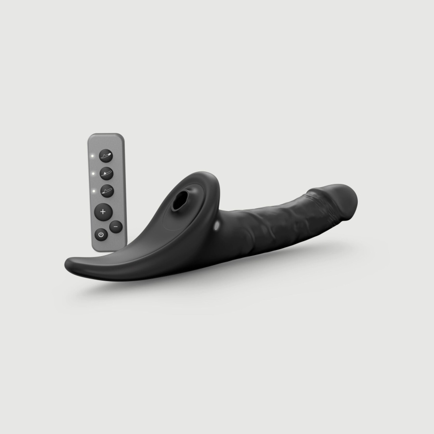 Вібронасадка для страпону з вакуумною стимуляцією Strap-On-Me Multi Orgasm Realistic Dildo L Black фото 1
