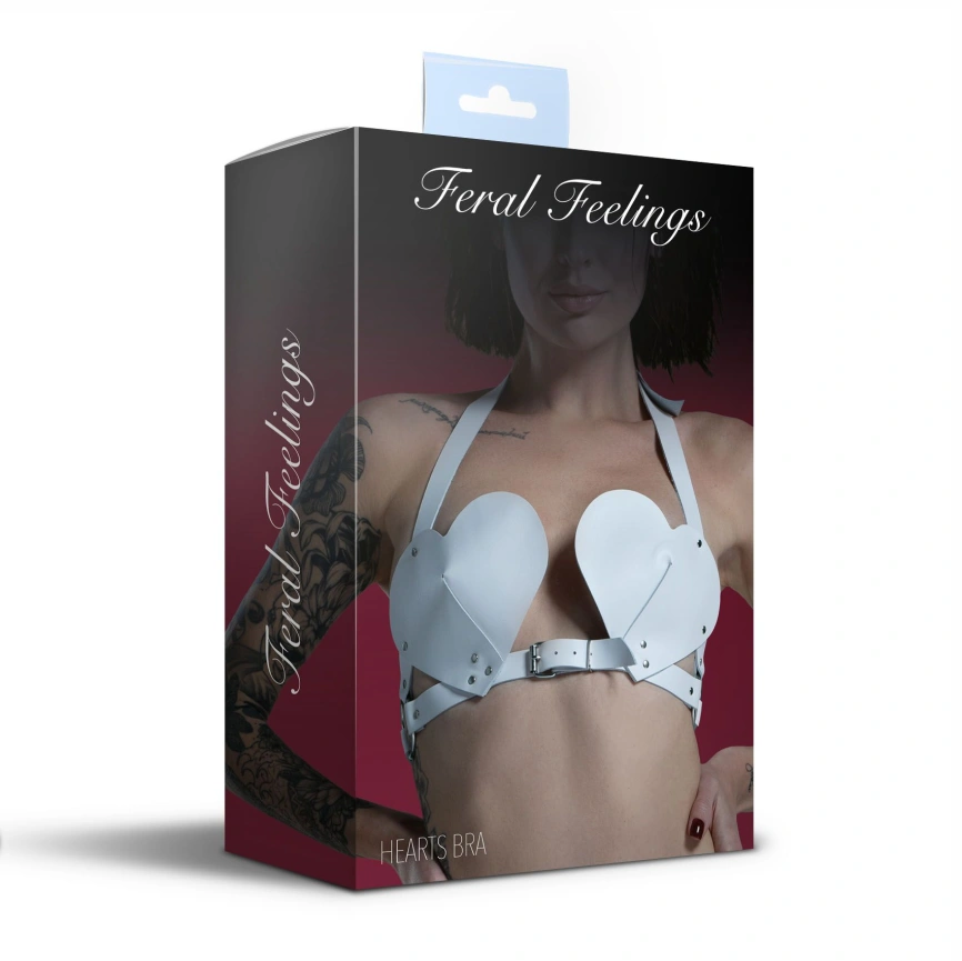 Лиф Сердце из натуральной кожи Feral Feelings - Hearts Bra White фото 3