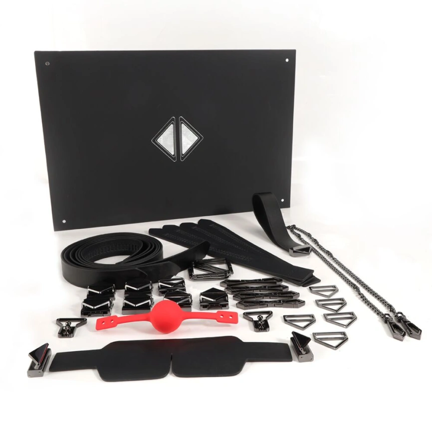 БДСМ-набор LOCKINK Bondage & Restraint Set, черный, натуральная кожа, фиксаторы, маска, кляп фото 1