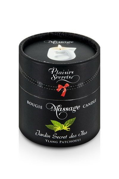 Масажна свічка Plaisirs Secrets Ylang Patchoul (80 мл) подарункова упаковка, керамічний посуд фото 3