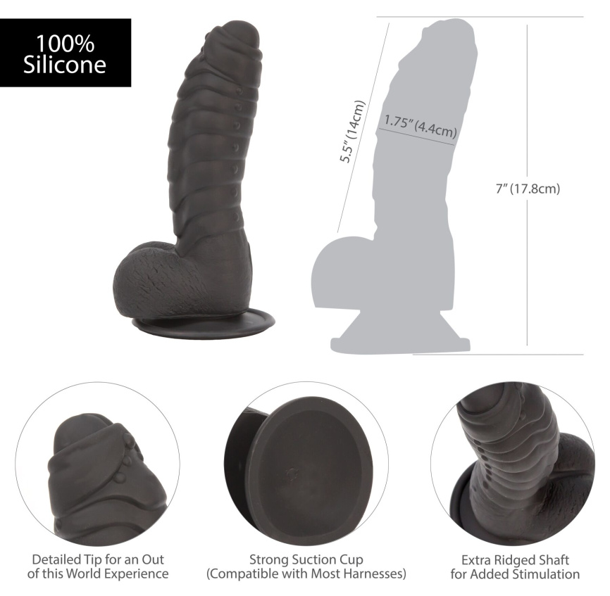 Фалоімітатор ADDICTION Ben 7" Dildo With Balls Black, віброкуля в подарунок фото 4