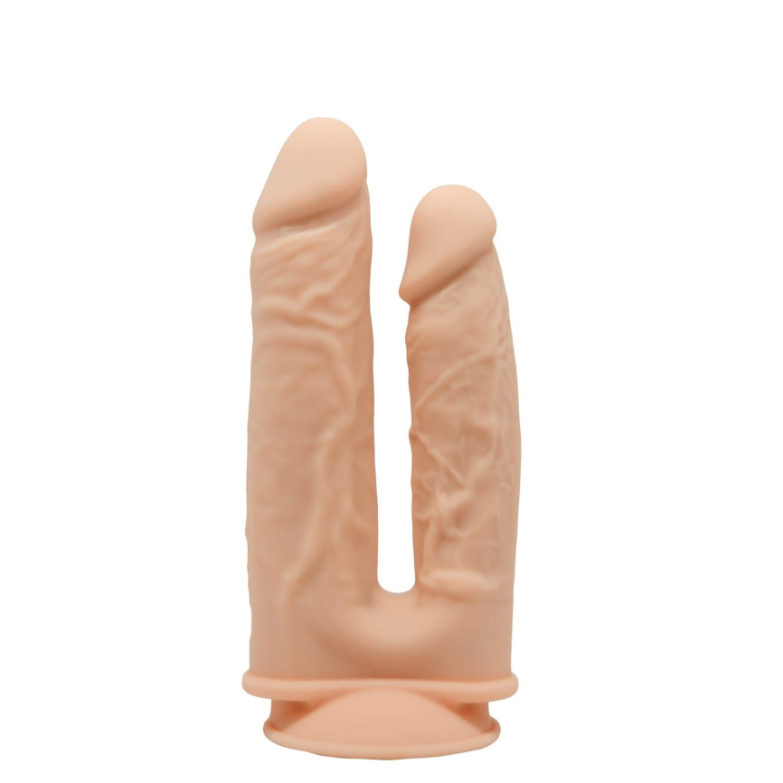 Фалоімітатор подвійний SilexD Double Gusto Flesh (Model 1 size 8" & 7"), двошаровий, силікон + Silexd фото 1