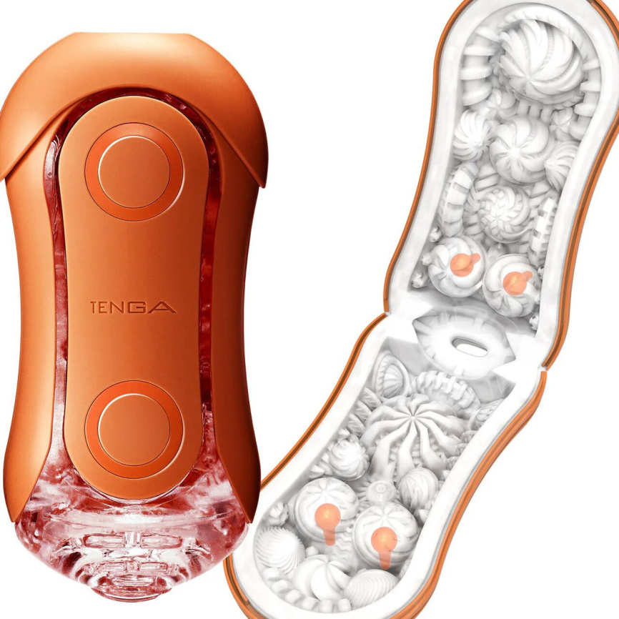Мастурбатор Tenga Flip Orb — Sunset Orange, з можливістю зміни тиску та стимулювальними кульками всередині фото 9