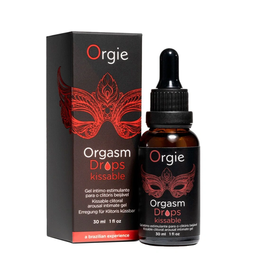 Возбуждающие капли для клитора Orgie Orgasm Drops Kissable, 30 мл, тепло-холод, вкус яблока фото 1