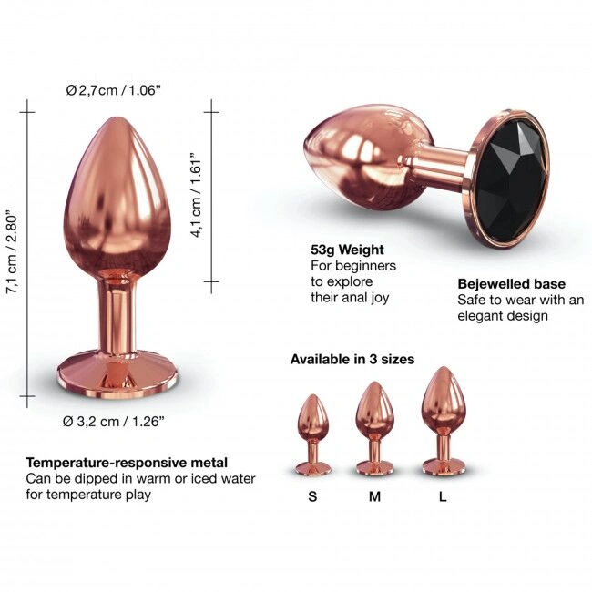 Металлическая анальная пробка с украшением в виде кристалла Dorcel - Diamond Plug Rose Gold S фото 3