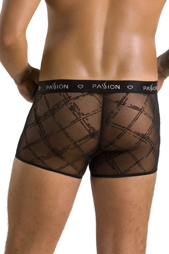 Мужские прозрачные боксеры Passion 032 SHORT JAMES S/M Black, сетка фото 2