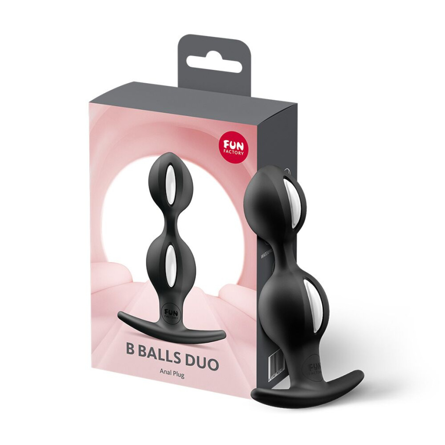 Анальні кульки Fun Factory B BALLS DUO Black, ефект вібрації, діаметр 3,2 та 3,6 см фото 3