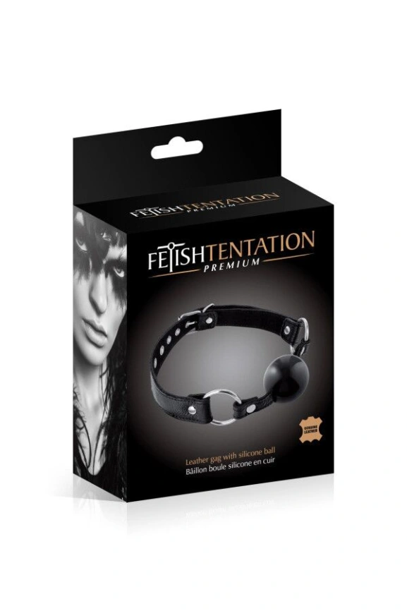 Кляп Fetish Tentation Premium Leather gag with silicone ball Black фото 2