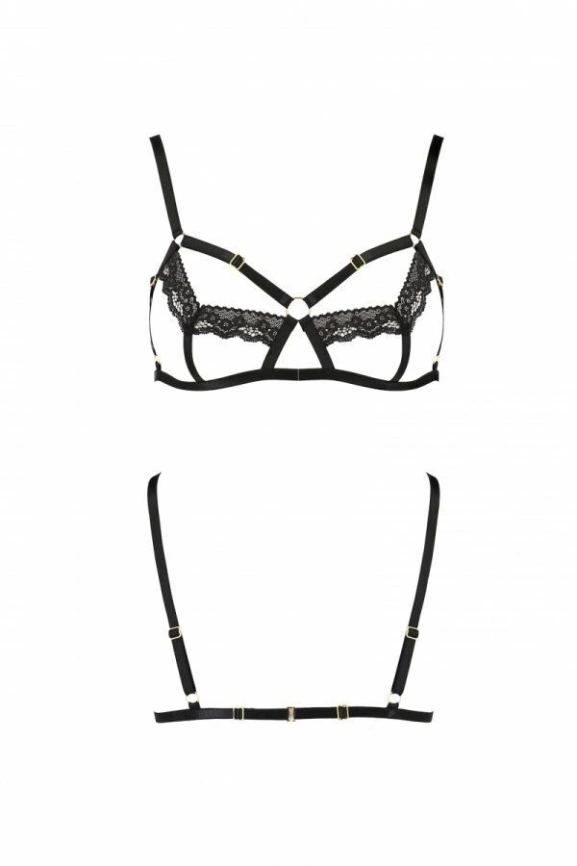 Бюстгальтер-стрепы с кружевом Passion Exclusive SOLON BRA XXL/XXXL, black фото 1