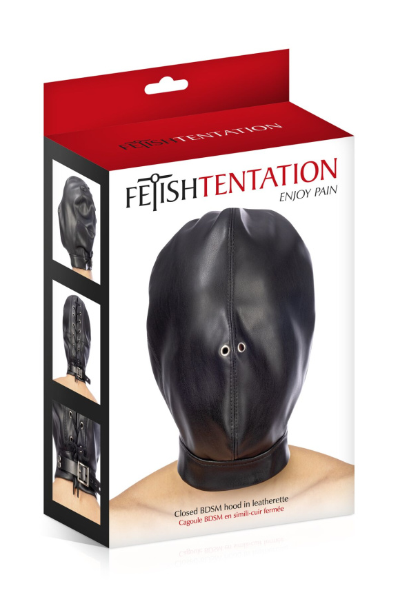 Капюшон для БДСМ Fetish Tentation Closed BDSM hood in leatherette фото 3