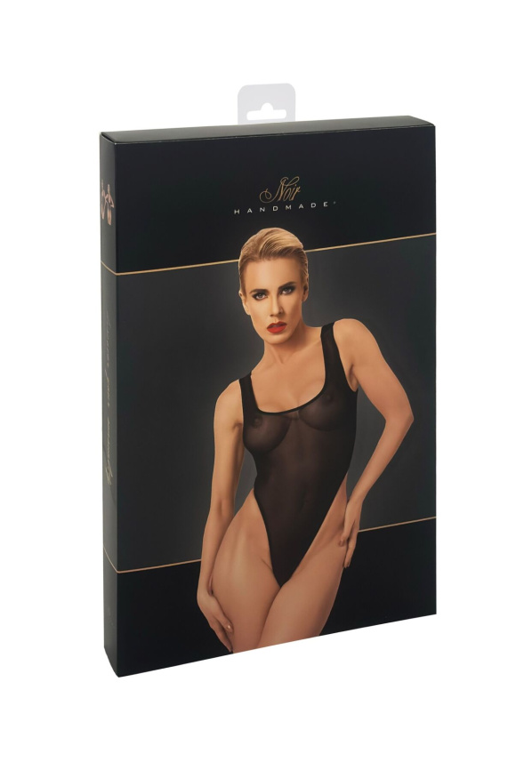 Боді Noir Handmade F322 Paparazzi, XXL, прозоре, низ стрінги, високі вирізи фото 9