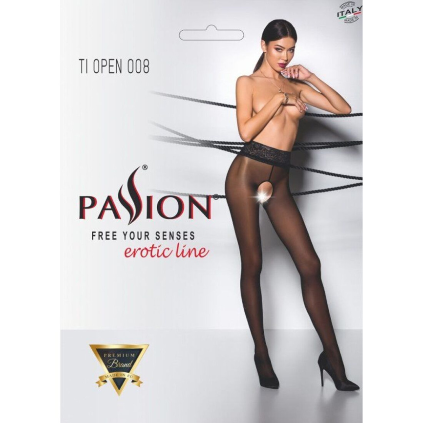 Еротичні колготки Passion TIOPEN 008 1/2 (30 den), black, з вирізом фото 5