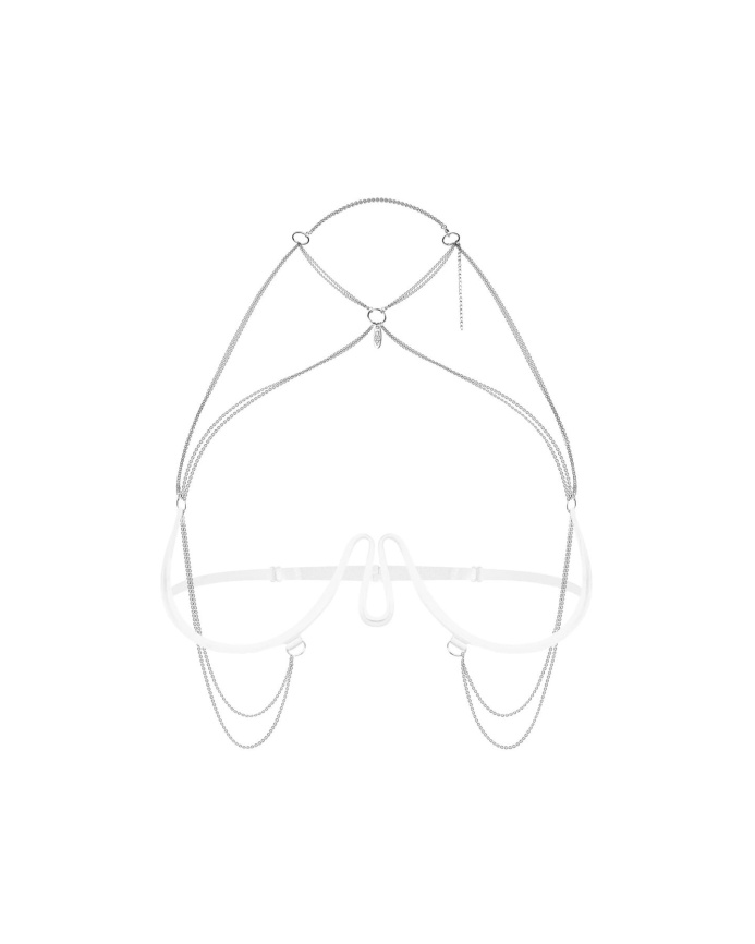 Прикраса на тіло Obsessive Lustique White harness bra S/M/L фото 2