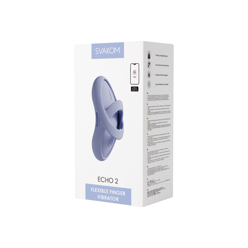 Смарт-вібратор для клітора Svakom Echo 2 Sky Blue, підігрів до 38 °C, знімна насадка на палець фото 7