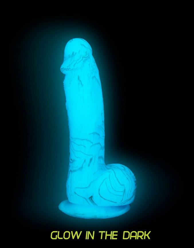 Светящийся в темноте фаллоимитатор ADDICTION - LUKE - 7.5" - BLUE G.I.D. /W PB, 19 см, силикон фото 4