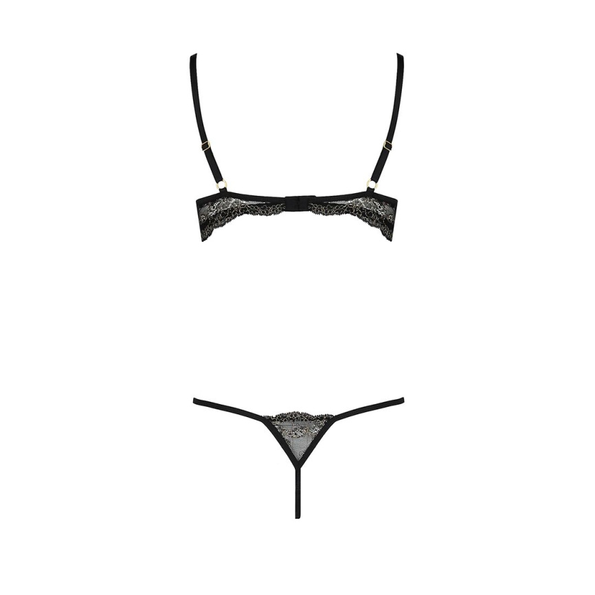 Комплект білизни Passion Exclusive VALERY SET OpenBra XXL/XXXL black, стрепи, трусики, відкритий ліф фото 6
