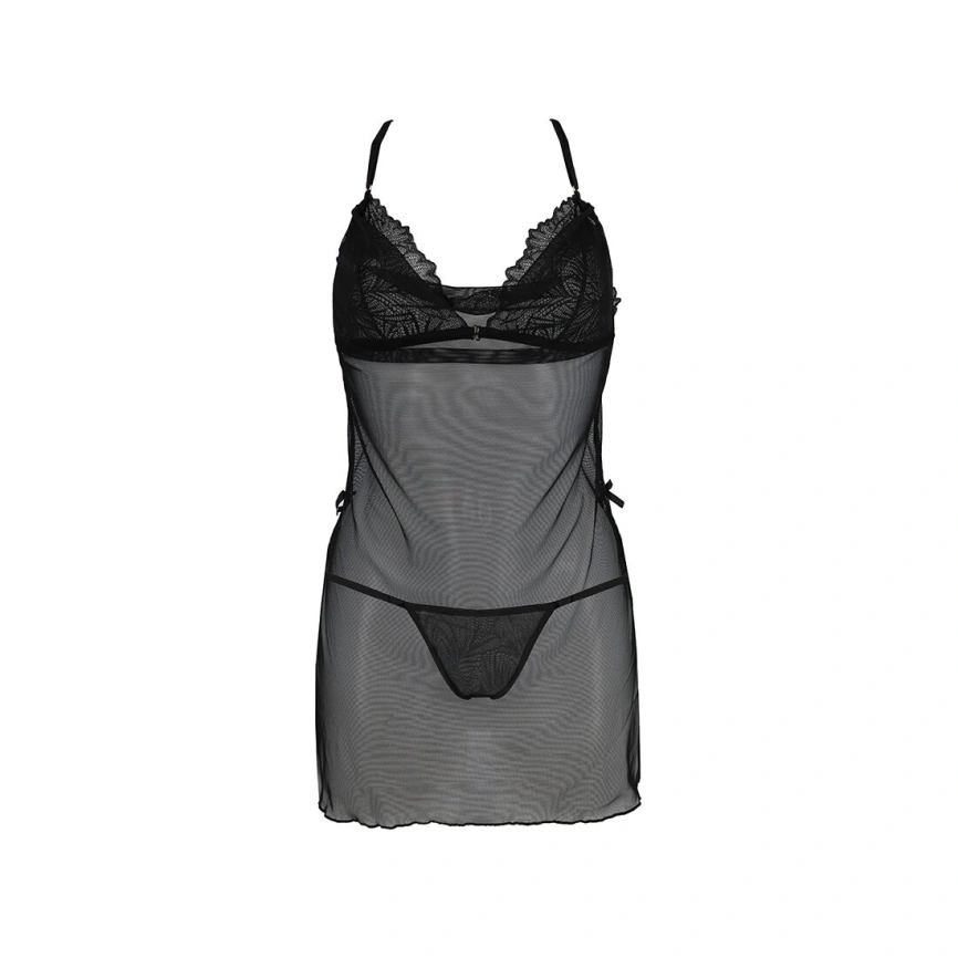 Сорочка Passion DELIENA CHEMISE XXL/XXXL black, стринги с заниженной талией фото 10