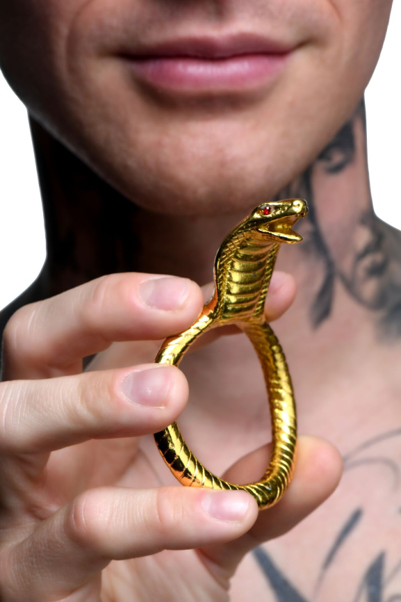 Ерекційне кільце з головою кобри Master Series: Cobra King Golden Cock Ring фото 4