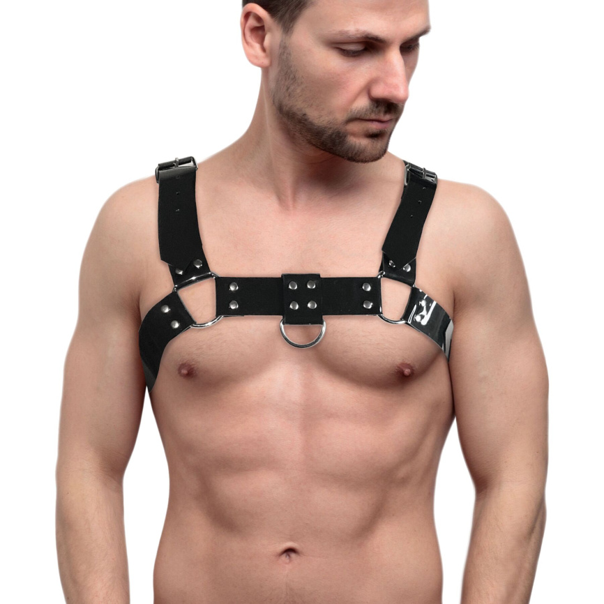 Чоловіча портупея на груди Feral Feelings - Bulldog Harness Black фото 1