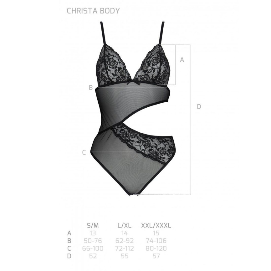 Боді з ажурним ліфом Passion CHRISTA BODY XXL/XXXL, black фото 5
