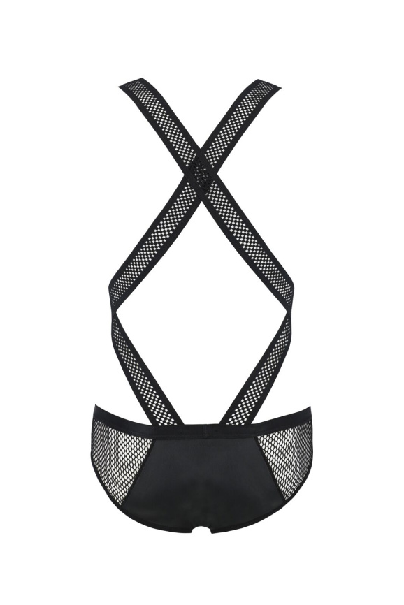 Чоловіче еротичне сітчасте боді Passion 045 VICTOR L/XL Black, екошкіра, сітка фото 4