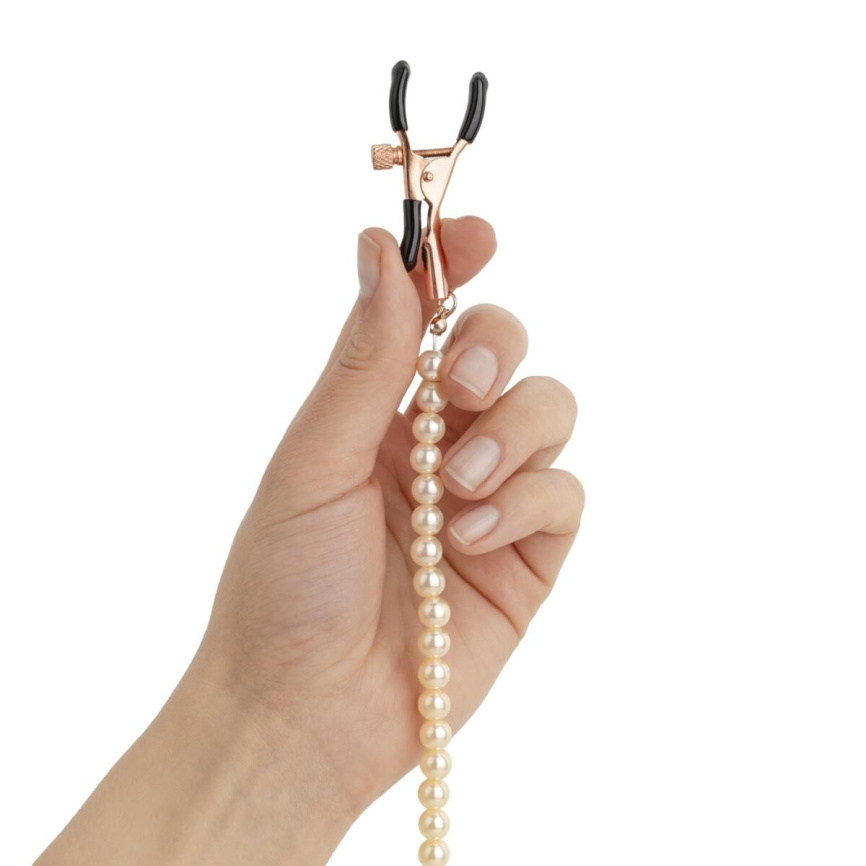 Затискачі для сосків з перлинним ланцюжком Rosy Gold - Nipple Clamps Pearls фото 6