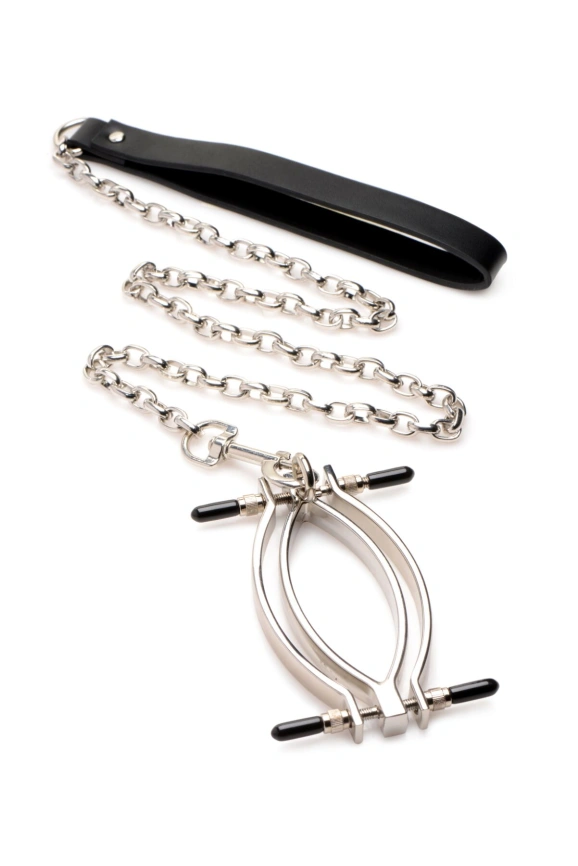 Зажим для половых губ Master Series: Pussy Tugger Adjustable Vagina Clamp with Chain фото 1