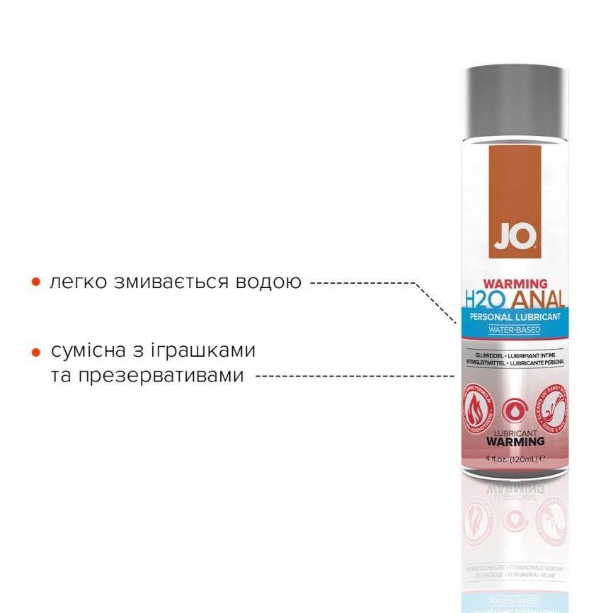 Анальная смазка JO ANAL H2O — WARMING (120 мл) разогревающая, на водной основе фото 3