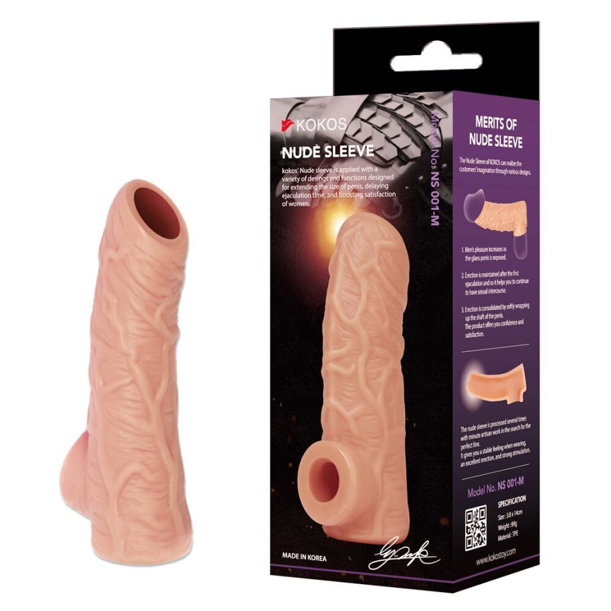 Насадка на член Kokos Nude Sleeve NS 001 M (м'яте паковання!!!) фото 7