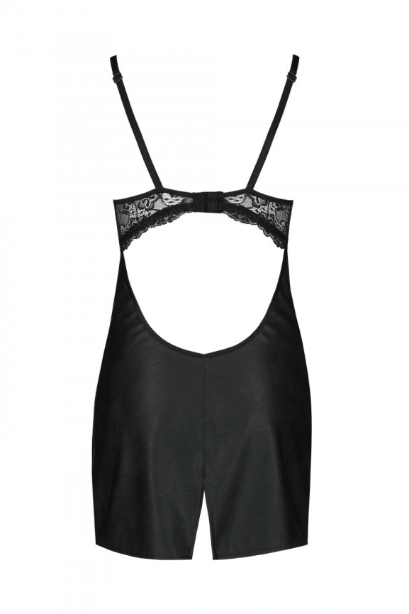 Бэби-долл из эко-кожи и кружева Passion LOONA CHEMISE XXL/XXXL, black фото 6