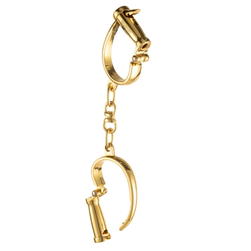 Наручники LOCKINK Love-slave Handcuffs, золотистые, металлические, в форме стремян фото 2