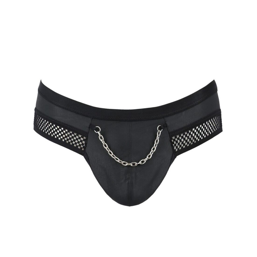 Чоловічі труси з ланцюжком Passion 030 SLIP TOM L/XL Black, екошкіра, відкриті сідниці фото 11