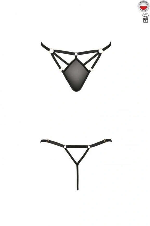 Стринги из стреп Passion Exclusive MEGGY THONG L/XL, black фото 1