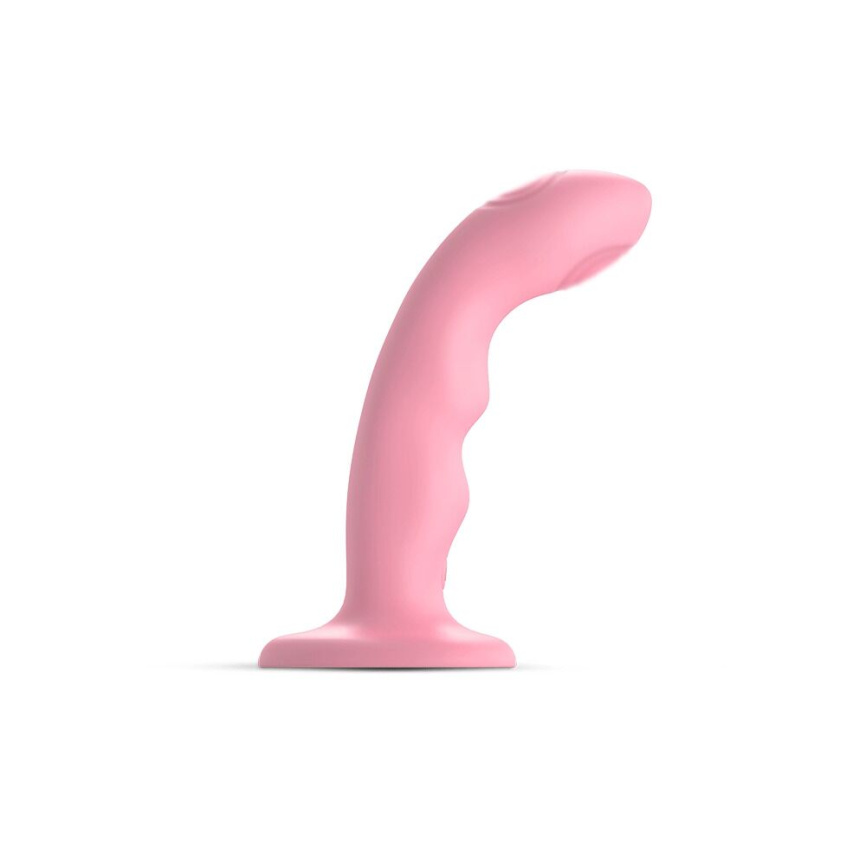 Насадка для страпона з подвійною точковою пульсацією Strap-On-Me TAPPING DILDO WAVE – CORAL PINK, М фото 1