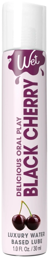 Лубрикант на водной основе Wet Oral Play Black Cherry (30 мл), съедобный, без сахара фото 1