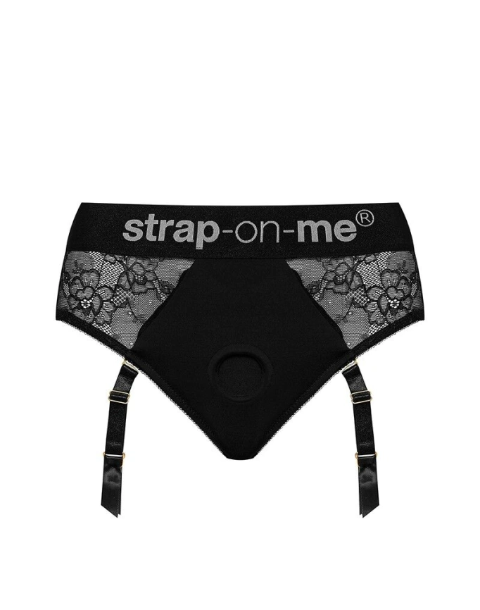 Кружевные трусы для страпона с подвязками для чулок Strap-On-Me DIVA HARNESS - L фото 3