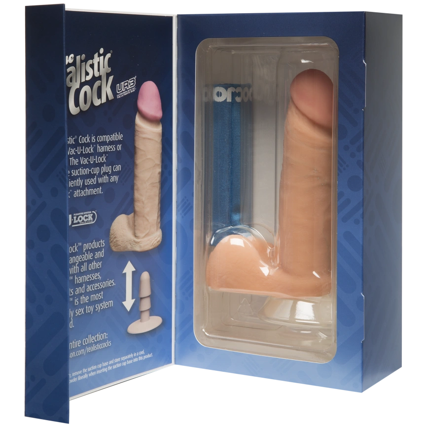 Фаллоимитатор Doc Johnson The Realistic Cock 6 inch White — ULTRASKYN, Vack-U-Lock, диаметр 4,3 см фото 4