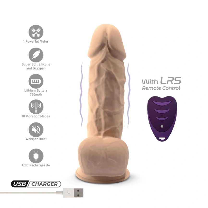 Фаллоимитатор с вибрацией SilexD Norman Vibro Flesh (Model 1 size 8,5") + LRS, диаметр 5 см фото 9