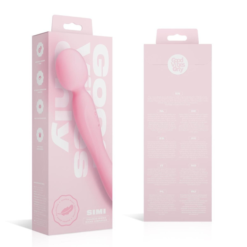 Вібромасажер Good Vibes Only - SIMI Double-Sided Wand Vibrator Soft Silicone - Pink фото 10