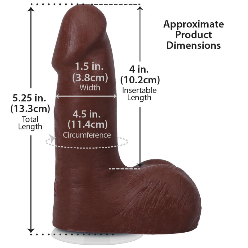 Фалоімітатор Doc Johnson The Realistic Cock ULTRASKYN - 5 Inch with Balls Chocolate фото 5