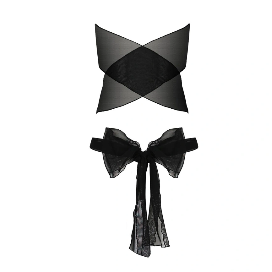 Комплект белья Passion AMORE SET black, стринги и лиф в виде подарочной ленты с бантом фото 10