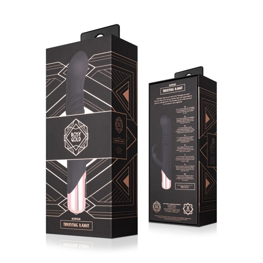 Вібратор-кролик Rosy Gold - Rabbit Vibrator with thrusting function - Black фото 8