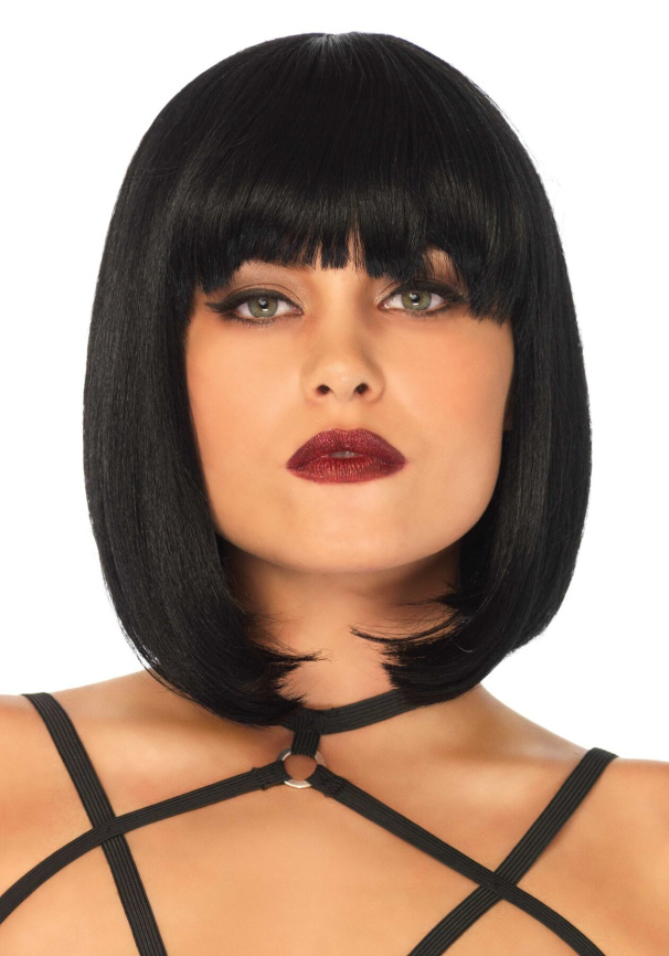 Коротка перука каре з чубчиком Leg Avenue Short natural bob wig, чорна фото 1