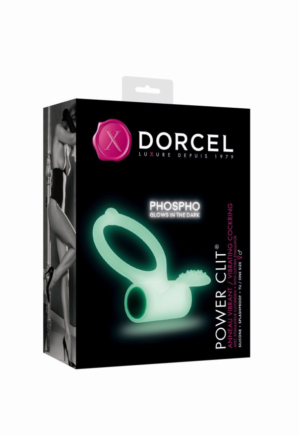 Ерекційне кільце Dorcel Power Clit White PHOSPHO з вібрацією, біле, світиться в темряві фото 2