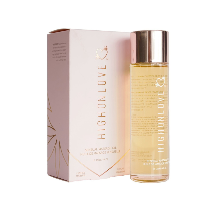Масажна олія HighOnLove Massage Oil - Lychee Martini (120 мл) з маслом насіння конопель фото 1