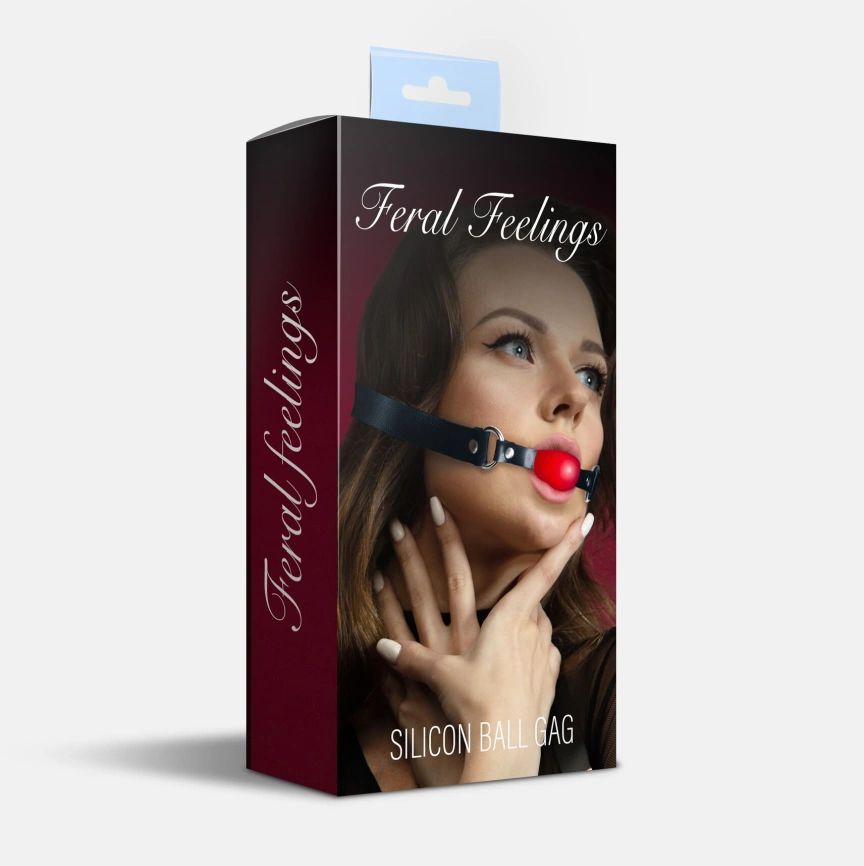 Кляп силиконовый Feral Feelings Silicon Ball Gag Black/Red, черный ремень, красный шарик фото 2