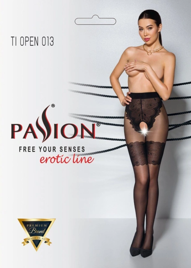 Колготки с открытым доступом, ажурные трусики и подвязки Passion TIOPEN 013 5 (20/40 den), black фото 3