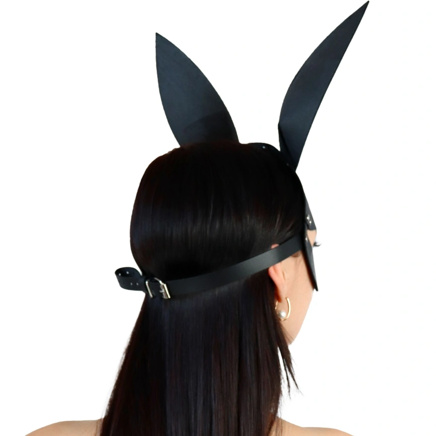 Кожаная маска Зайки Art of Sex - Bunny mask, цвет Черный фото 2